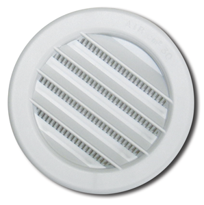 Grille ronde à encastrer Ø100 PVC blanc avec moustiquaire