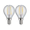 2 Ampoules LED à filaments 230V E14 sphérique clair 2x250lm 2x2,7W 2700K