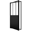 Porte douche pivotante FABRIK 90x200 alu laqué noir/verre trempé 5mm panneau alu composite- réversible FAC351