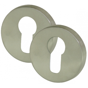Rosaces de fonction acier nickelé satiné Cylindre- 2pcs