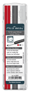 Etui 12 mines de rechange FOR ALL 6045 graphite + blanc + rouge- BIG DRY