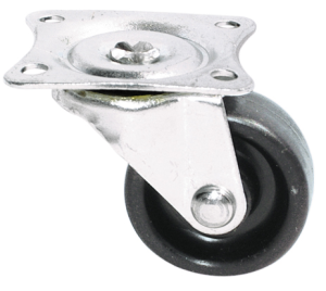 Roulette tiroir pivotante plastique noir Ø25mm