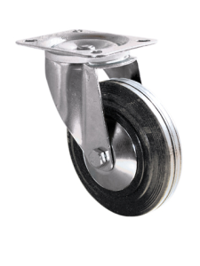 Roulette à platine caoutchouc noir Ø160mm