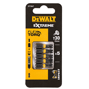 Embout vissage IMPACT TORSION Torx T30 25mm DEWALT - 5 pces