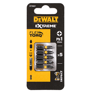 Embout de vissage IMPACT TORSION Ph1 25mm DEWALT - 5 pces
