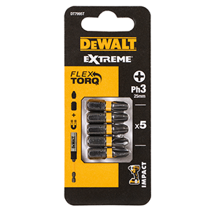 Embout de vissage IMPACT TORSION Ph3 25mm DEWALT - 5 pces