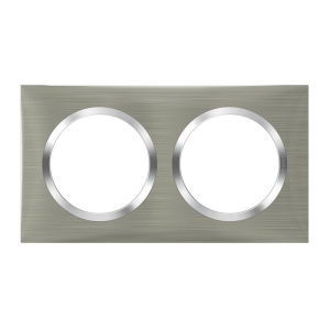 Plaque 2 postes carrée DOOXIE effet inox brossé
