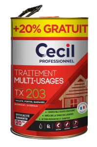 Traitement bois multi-usages TX203 5L+20% gratuit