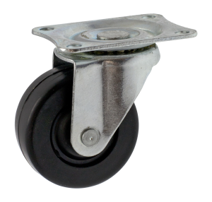 Roulette à platine caoutchouc noir Ø40mm