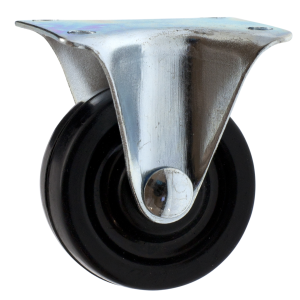 Roulette fixe à platine caoutchouc noir Ø40mm