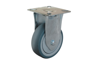 Roulette fixe à platine caoutchouc gris Ø60mm