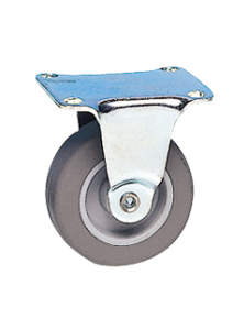 Roulette fixe à platine caoutchouc gris Ø32mm