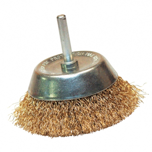 Brosse conique Ø75 tige 6x30 fil laiton ondulé 0,20