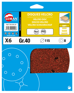 Disques velcro 8 trous Ø125 grain 80 corindon - 6pces