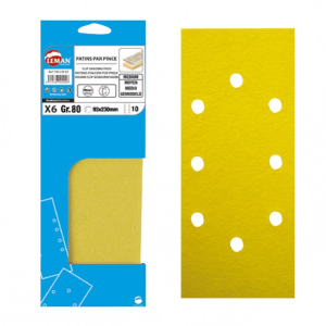 Patins 2x5 trous 115x280 grain 80 corindon jaune - 8pces