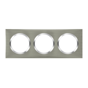 Plaque 3 postes carrée DOOXIE effet inox brossé