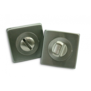 Set rosaces de fonction carrées acier nickelé satiné Condamnation/Déconda.