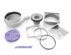 Siphon horizontal pour receveur douche à carreler JACKOBOARD Aqua - grille en acier inox brossé 4512007