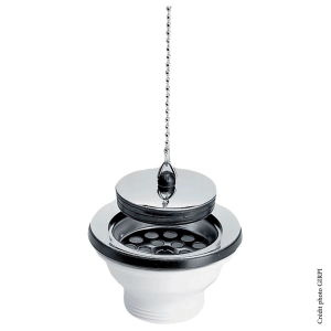 Bonde évier Ø60 sans trop-plein bouchon chaînette- FIN DE SERIE