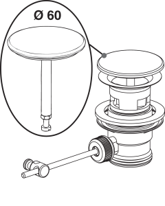 Clapet recouvrant Ø60 bonde lavabo FIN DE SERIE