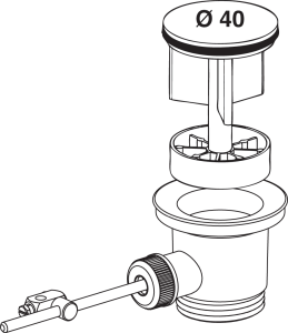 Clapet rentrant laiton chromé Ø40 bonde lavabo. FIN DE SERIE