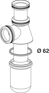 Joint de culot siphon évier Ø62x50x3mm FIN DE SERIE