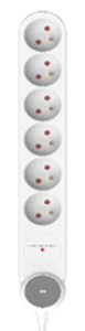 Bloc 6 prises 16A+ inter. parafoudre / parasurtenseur blanc - câble 1,4m