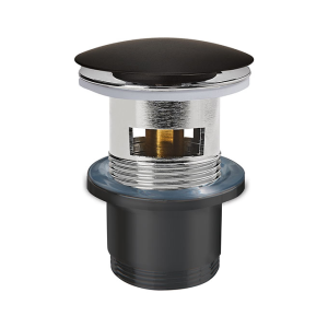 Bonde lavabo QUICK CLAC laiton noir mat avec corps de bonde et trop-plein