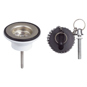 Bonde lavabo grille inox avec bouchon et chainette