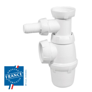 Siphon évier réglable - sortie Ø40mm - avec prise machine à laver