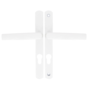 Ens. poignée/plaque étroite cylindre alu Blanc Ral9016