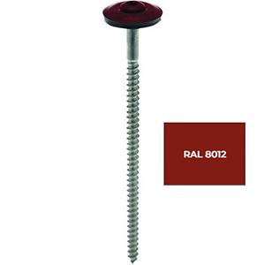 Vis de couverture 4,5x65 inox A2 RAL8012 + rondelles EPDM - 100 pces