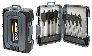 Coffret 9 Mèches bois plate attachement hexagonal Ø14-16-18-20-22-24-26-28-30 mm
