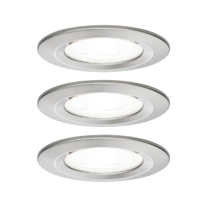 3 spots encastrés LED fixes NOVA alu acier brossé IP44 78mm GU10 3x6,5W 3x460lm 230V 4000K