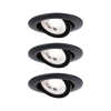 3 spots encastrés LED orientables plastique noir IP20 82mm 3x4,8W 3x450lm 230V 3000K