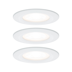 3 spots encastrés LED fixes NOVA alu blanc IP44 78mm GU10 3x6,5W 3x460lm 230V 2700K