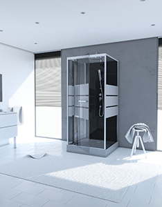 Cabine douche compacte STUDY 90x90 porte pivotante réversible - verre sécurit 4mm - CAB113