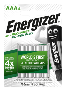 Pile rechargeable AAA 700mAh 1.2V Energizer - 4 pces