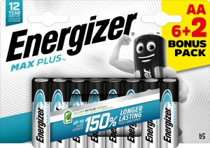 Pile LR6 AA 1.5V alcaline Max Plus Energizer - 8 pces