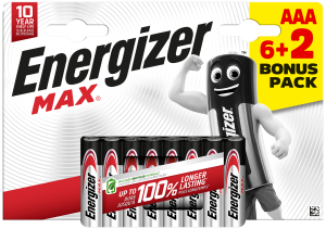 Pile LR03 AAA 1.5V alcaline Max Energizer - 8 pces