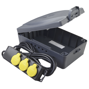Coffret étanche IP54 MASTERBOX + 3 prises IP44 à clapet