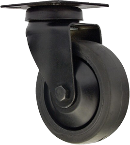 Roulette à platine pivotante caoutchouc noir Ø50mm