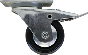 Roulette à platine pivotante avec frein caoutchouc noir Ø80mm