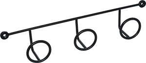 Patère filaire Ring 3 têtes L.385mm acier noir