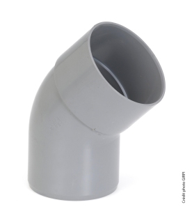 Coude PVC 45° eaux usées Ø125mm Mâle/Femelle