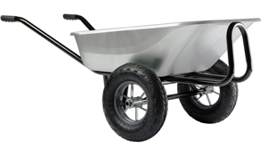 Brouette expert twin galva 150L - 2 roues gonflées - Charge 200kg travaux lourd