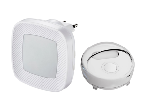 Carillon sans fil 300m blanc sur secteur - bouton rond