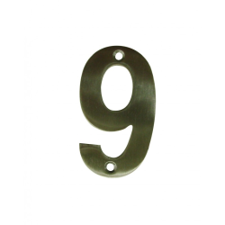 Chiffre inox mat satiné H 75mm n° 9