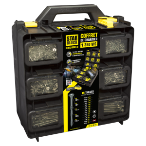 Coffret vis agglo tête fraisée acier zingué blanc empreinte Torx - 1350 pces