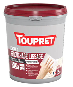 Enduit de rebouchage et lissage pâte TOUPRET 1,5kg